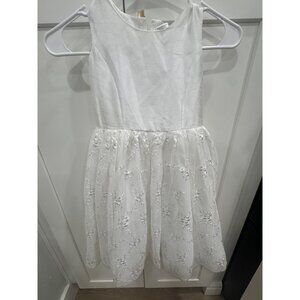 Girls Ivory Sleeveless Floral Lace Dress By Lavender Size 6 Polyester Blend